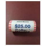 Roll of 25 UNC James Monroe President $1 Coins