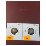 19944S,1944D Mercury Silver Dimes