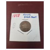1858 US Small Letter Flying Eagle One Cent