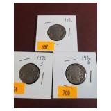 1936,1936D,1936S Indian Head Nickels