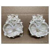 PAIR OF SOAPSTONE? BIRDFEEDERS, SCONCES.