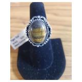 Tiger Eye ring size 7 German Silver NEW