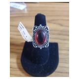 Garnet ring size 7 German Silver NEW
