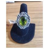 Peridot ring size 8 German Silver NEW