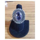 Amethyst ring size 8 German Silver NEW
