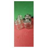 4 small glass jars