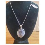 Sodalite Pendant 18' chain German Silver NEW