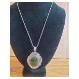 Rainforest Jasper Pendant 18' chain German Silver