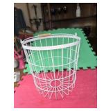 Vintage wire egg gathering white basket