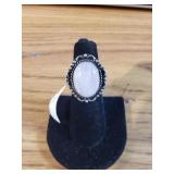 Rose Quartz ring size 6 German Silver New