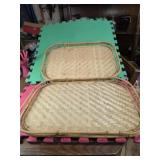 4 vintage bamboo  tray