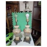 2 vtg Hollywood table  lamps no shades