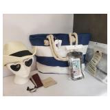 Ladies cowboy style hat w/sunglasses & beach bag