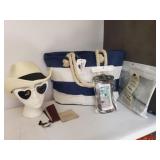 Ladies cowboy style hat w/sunglasses & beach bag
