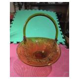 11'ï¿½ 11.5 vtg Amber Glass Basket W/ handle