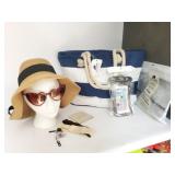 Sun Hat w/sunglasses & Beach bag