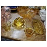 5 PC vintage amber 1 Fenton glass Daisy & Button