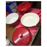 ENAMEL CAST IRON SET OF 3 1 PAN 2 POTS AND 2 LIDS