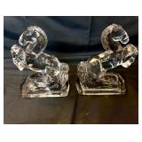8ï¿½ Lot of 2 glass horses bookends/paperweights