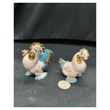 Vintage Walker Renaker Pink Bisque Chickens