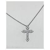 Sterling silver 925 diamond cross necklace