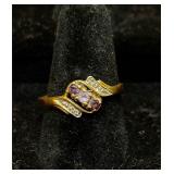 10k Gold ring amethyst sz 7.75-8,  1.75g