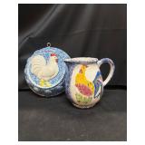 Sponge painted pitcher and cake/jello mold lot