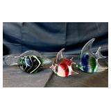 Lot of 3 handblown art glass fish 4ï¿½ - 6ï¿½