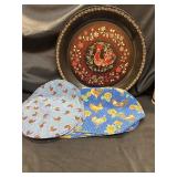 Large chicken plater and 6 chicken placemat