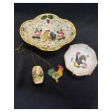 Lot of chickens trinket dishes and lamp pulls