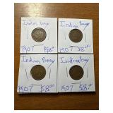 4 Indian Head Cents 1907