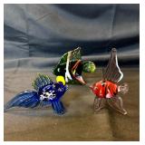 Lot of 3 art glass fish 2ï¿½-4ï¿½