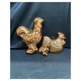 3 hanging copper chicken pans