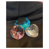 Lot of 3 art glass diamonds