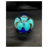 Beautiful turquoise flower glass  paperweight 3ï¿½