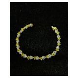 10k Gold bracelet green & blue stones 8.59g 7ï¿½