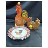 Chicken paper towel holder, napkin holder & plates