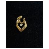 10k gold & diamond pendant mother and child 2.1g