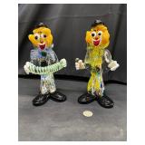 Lot of 2 9ï¿½ vintage Murano glass clown figurines