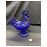 9ï¿½ glass rooster cobalt blue