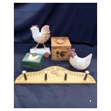 Lot of rustic chicken decor