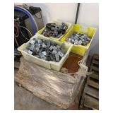 Pallet of engineered flooring and brackets
