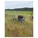 Lawn art, old broken down wagon