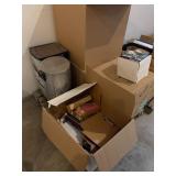 Pallet of office supplies, plant tags filters