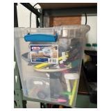 Tote of Office Supplies, Pens, Misc