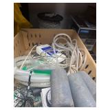 Flat of miscellaneous and roll of chain