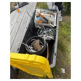 Tote of sprayers and miscellaneous tools