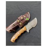 Large Hardwood Handle Damascus Tracker Knife