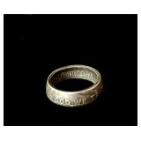 90% silver coil half dollar ring sz 8.25 7.59