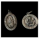 Sterling silver 925 Saint Joseph & Christopher